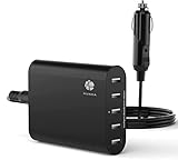 HUNDA Auto Ladegerät USB,45W 9A KFZ Ladegerät 5-Port Schnell Aufladen (12V-24V) Auto Ladegerät it Smart Identifikation für iPhone X XS XR XS Max,iPad Pro Air Mini,Galaxy S9 S8 Plus,Huawei, XiaoMi