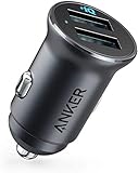 Anker 320 Car Charger (24W II) Ladegerät, Mini Autoladegerät, 4.8A Duales USB mit blauem LED-Licht, für iPhone13/12/11/XR/Xs, iPad Pro/Air 2/mini, Galaxy und mehr