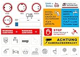 Aufkleber-Set - 20 Aufkleber für Wohnmobil/Wohnwagen/Camping - Alarmanlage, Größe, Diesel, Hotelklassifizierung, Reifendruck u. v. m. - hochwertige Hinweisschilder